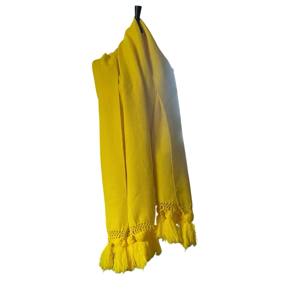 Vibrant Yellow Tassel Scarf - Picture 3 of 4